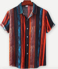 Hawaiian print short sleeve shirt with floral pattern and lapel design in street fashion style