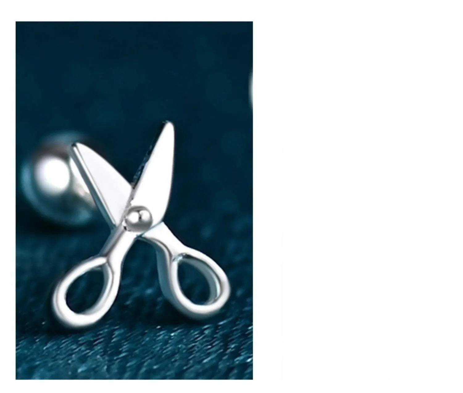 925 sterling silver screw ear nails for cartilage piercings with mini scissors design