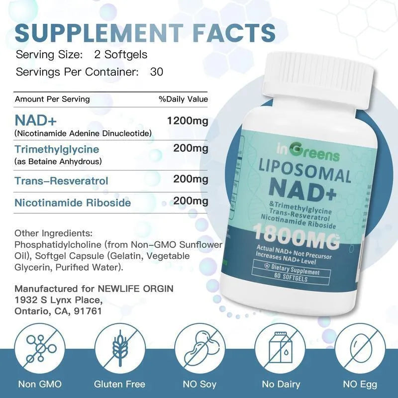 Bottle of Nicotinamide Mononucleotide NMN gel capsules dietary supplement