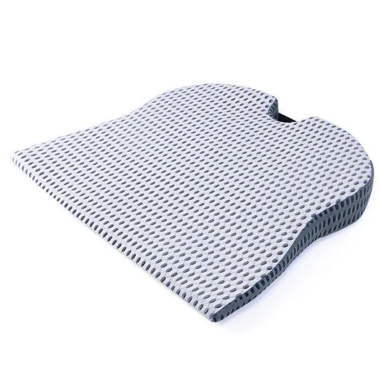 Memory foam car and office chair cushion with fixed attachment strap in regular size