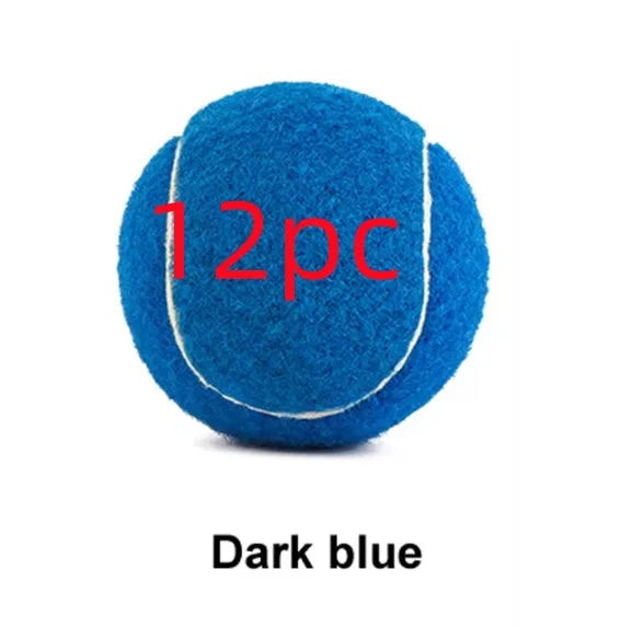 6.3cm diameter rubber dog tennis ball in assorted colours including blue, pink and green.