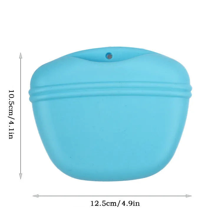 Silicone pet treat bag with clip and magnetic opening for dog training snacks