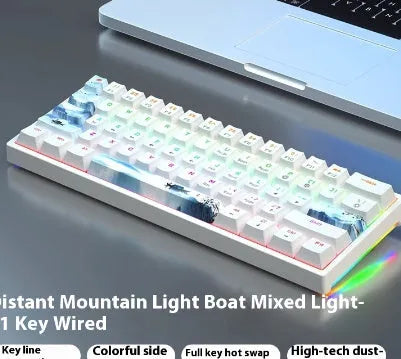 61-key compact mechanical keyboard with wired hot-plug design in multiple colour options