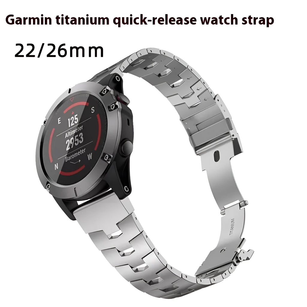 Garmin Jiaming and Fenix series replacement watch strap in silver, black and titanium colours
