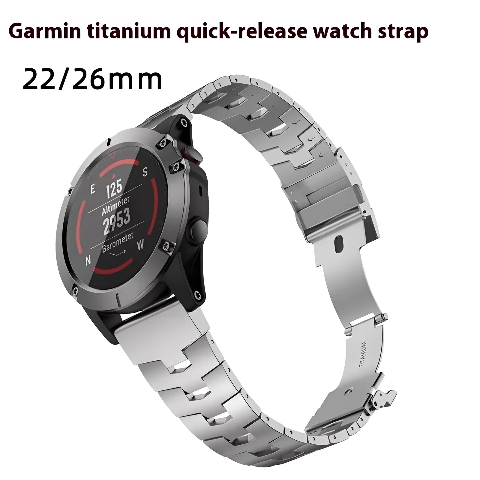 Garmin Jiaming and Fenix series replacement watch strap in silver, black and titanium colours