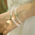 S925 silver bracelet with white agate and Hetian jade lotus design for women