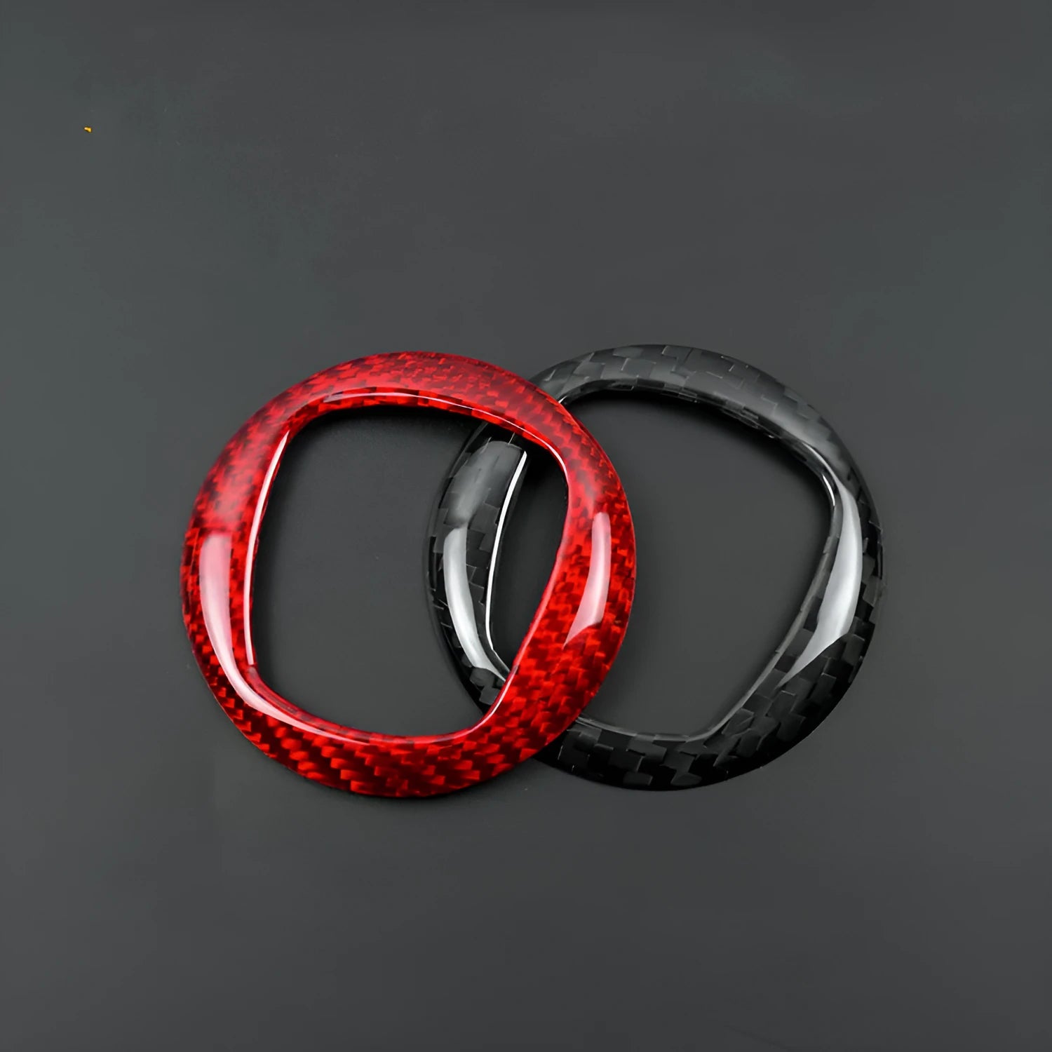 Real dry carbon fibre steering wheel decorative sticker frame in black and red colour options