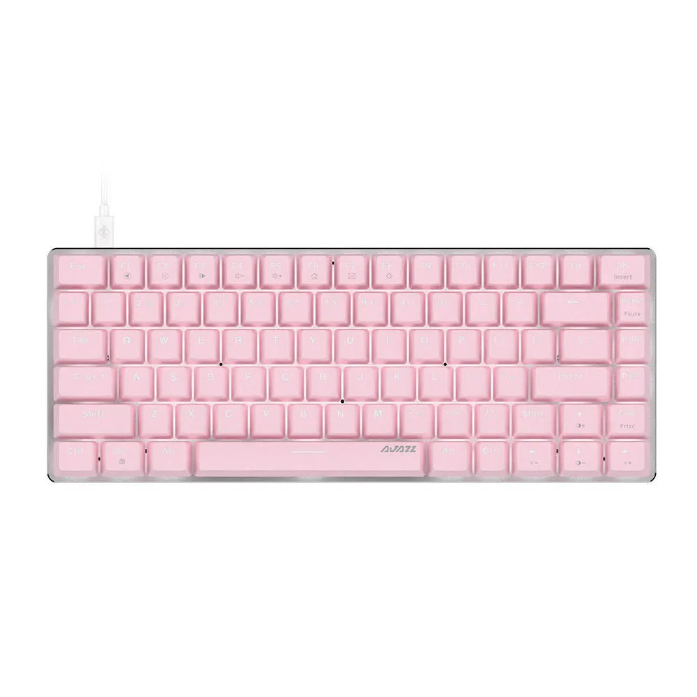 White illuminated mechanical keyboard with 82 keys and metal construction for laptop use