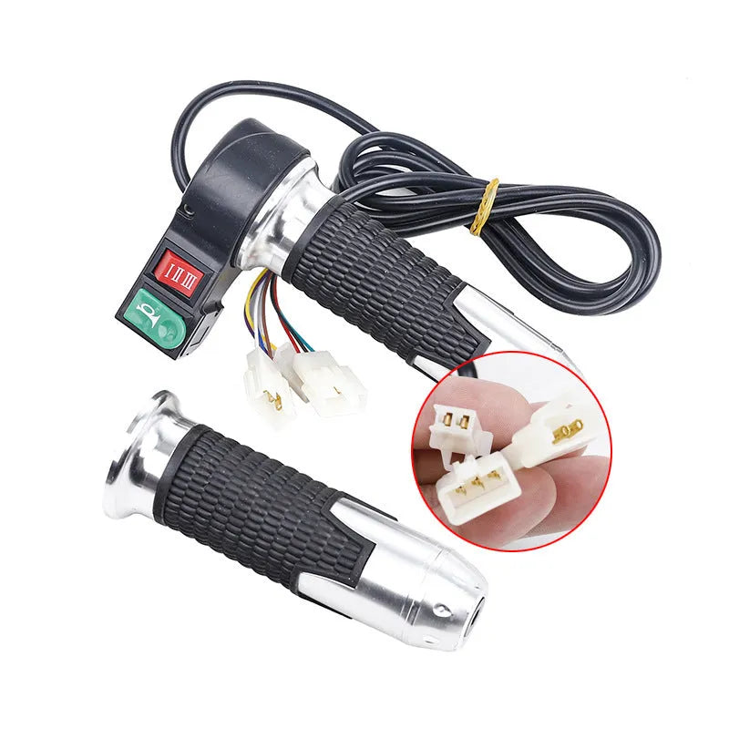 Plastic three-speed rotating accelerator handle for three-wheel electric car modification with 3-wire plug.