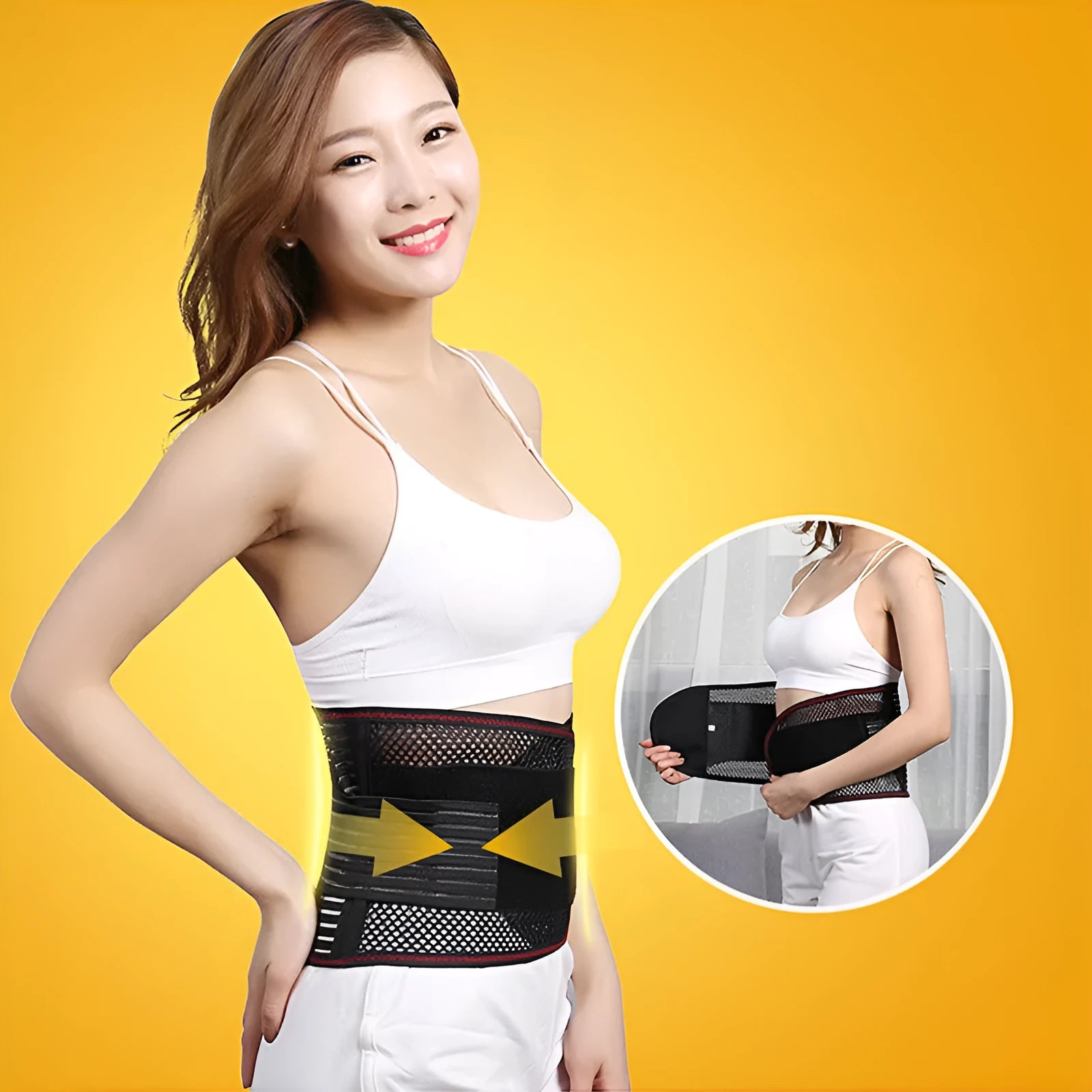 Black sports waist support with steel plate insert for adult lumbar protection during fitness activities