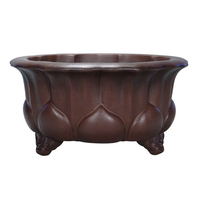 Antique purple-red mud succulent flowerpot in Chinese classical style, dimensions 37cm by 37cm by 20cm.