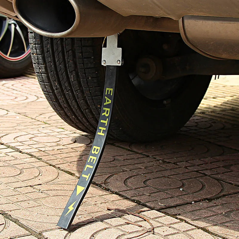 Black rubber and copper car electrostatic grounding belt, 370mm long, for anti-static protection.