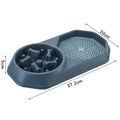 Blue slow feeder dog bowl with puzzle ridges and non-slip base for small medium dogs