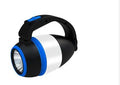 Black-green multifunctional LED lamp with adjustable head showing three lighting modes and USB charging port