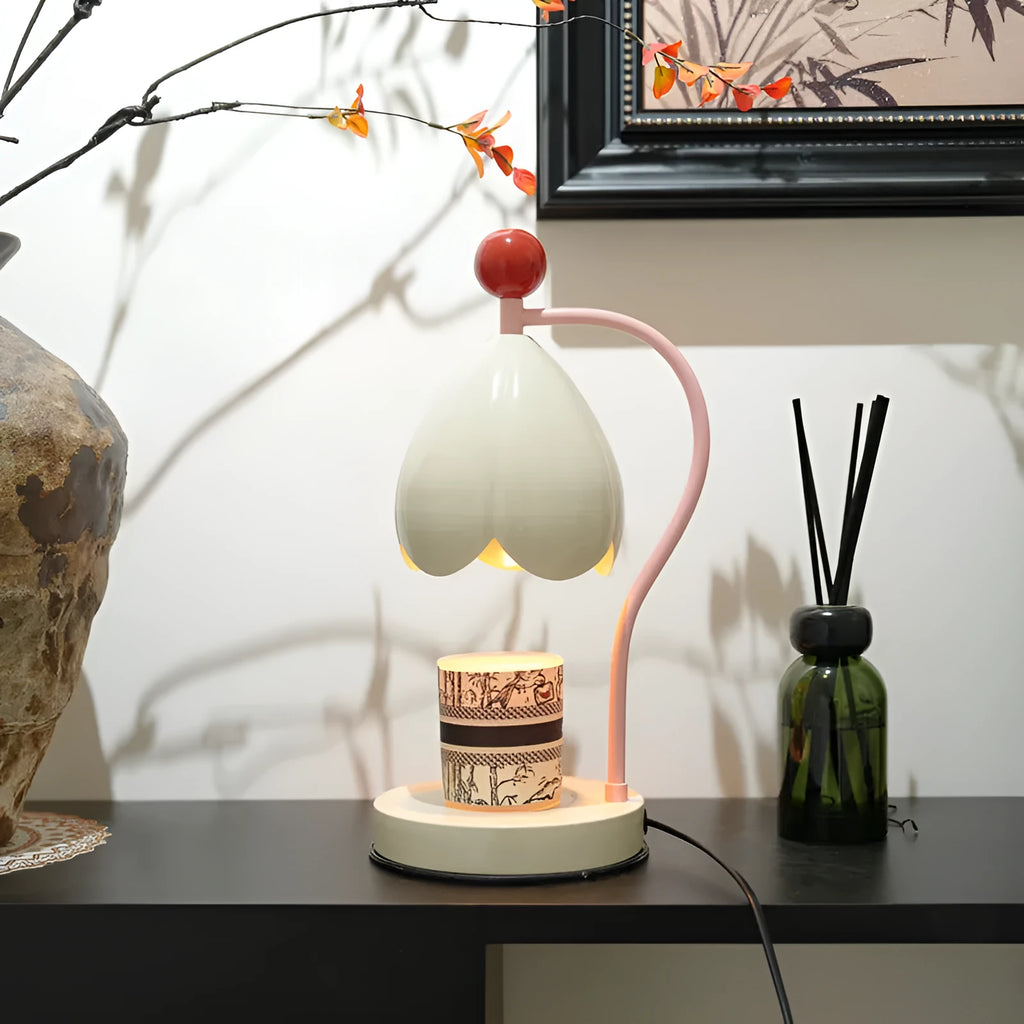 Linglan modern simplicity style melting wax fragrance lamp with metal holder in cream white colour