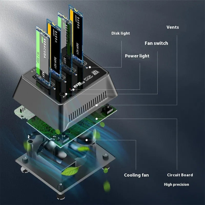 Aluminium M2 Dual Protocol SSD base measuring 90×78×34mm with K30174P2 colour option