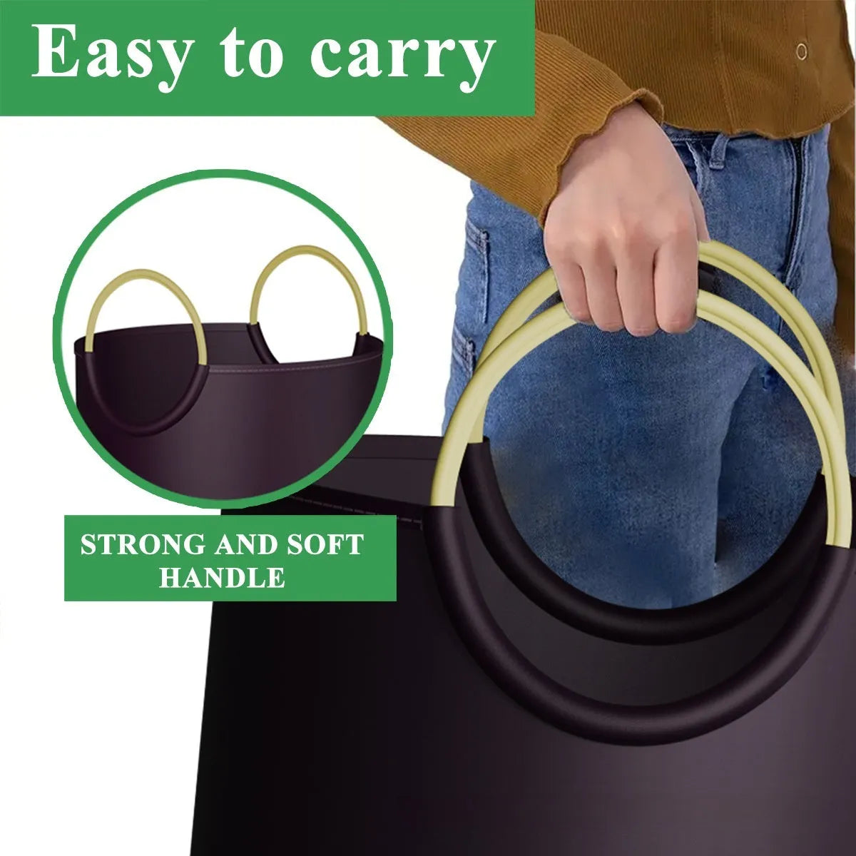 Round portable trash can with 38cm diameter opening and 72cm height