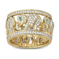 Women's elephant motif ring with diamond detailing in electroplated alloy