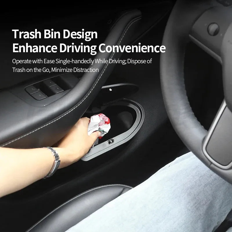 Black waterproof ABS car door storage containers for Tesla Model Y front doors