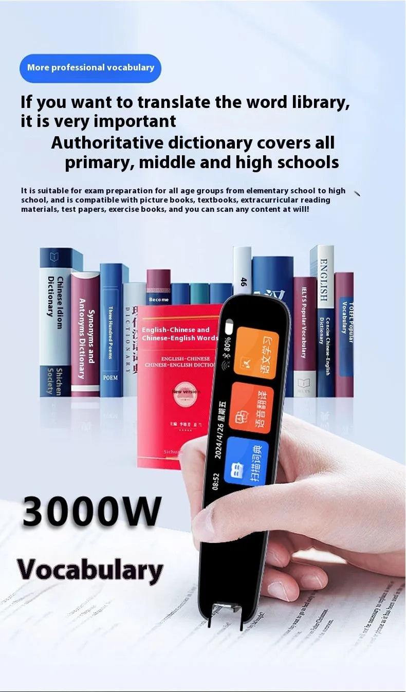 Dark grey offline talking pen for scan translation and English dictionary functions
