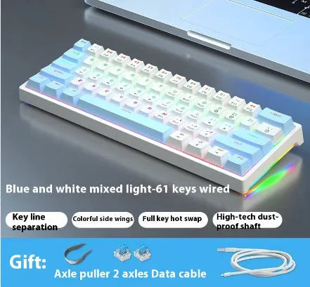 61-key compact mechanical keyboard with wired hot-plug design in multiple colour options