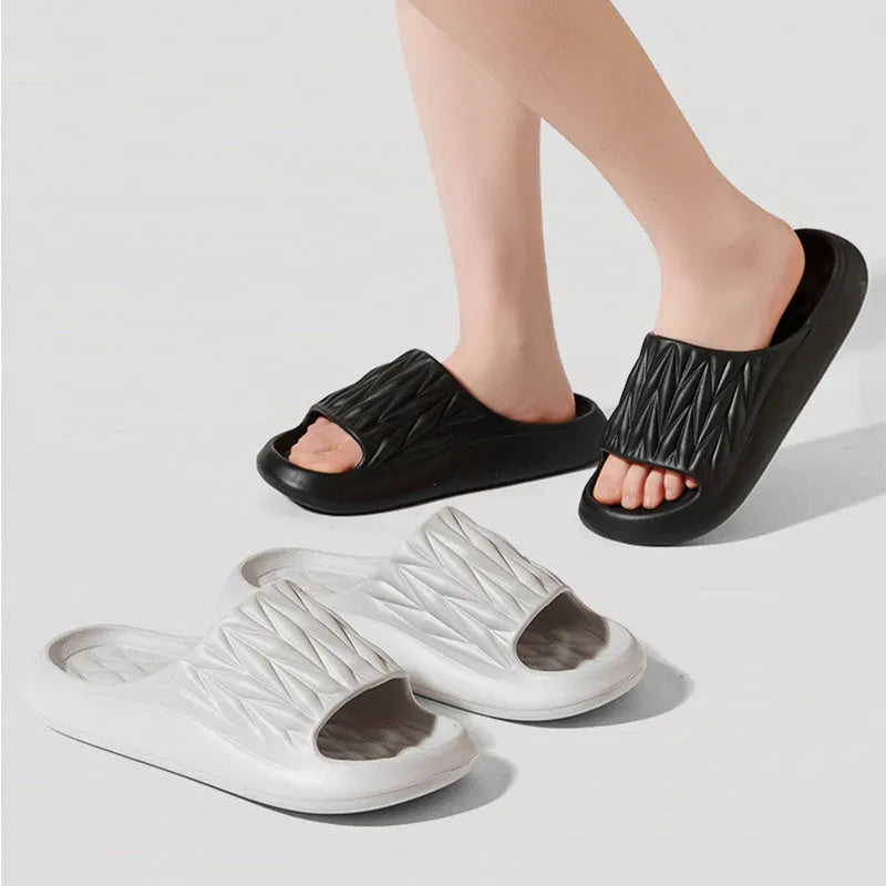 Leaf texture patterned EVA slippers for indoor household use in various colours