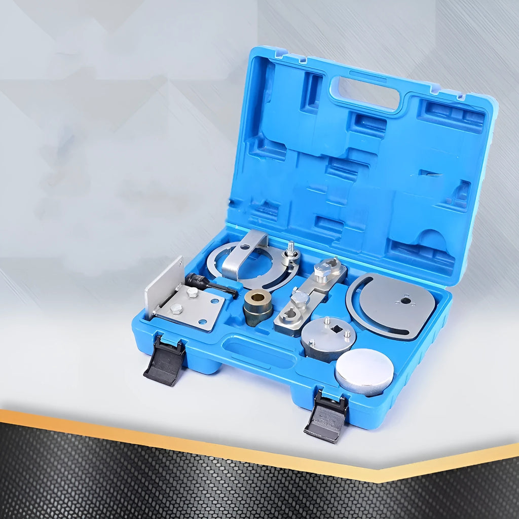 Volvo Land Rover engine timing tool set with 8 carbon steel pieces for 3.0L 3.2L T6 engines.