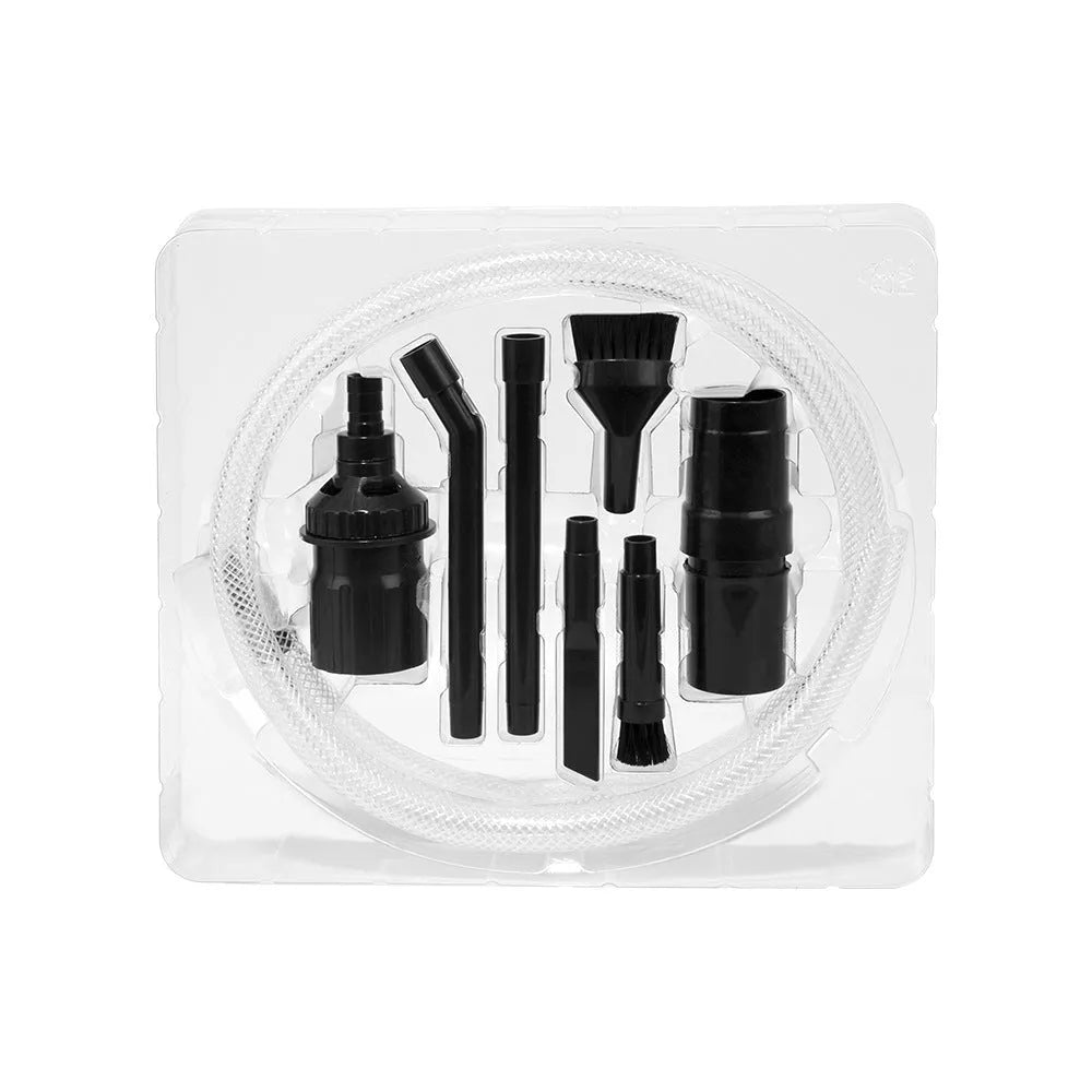 Eight-piece vacuum cleaner accessory kit with small suction heads for auxiliary dust collection