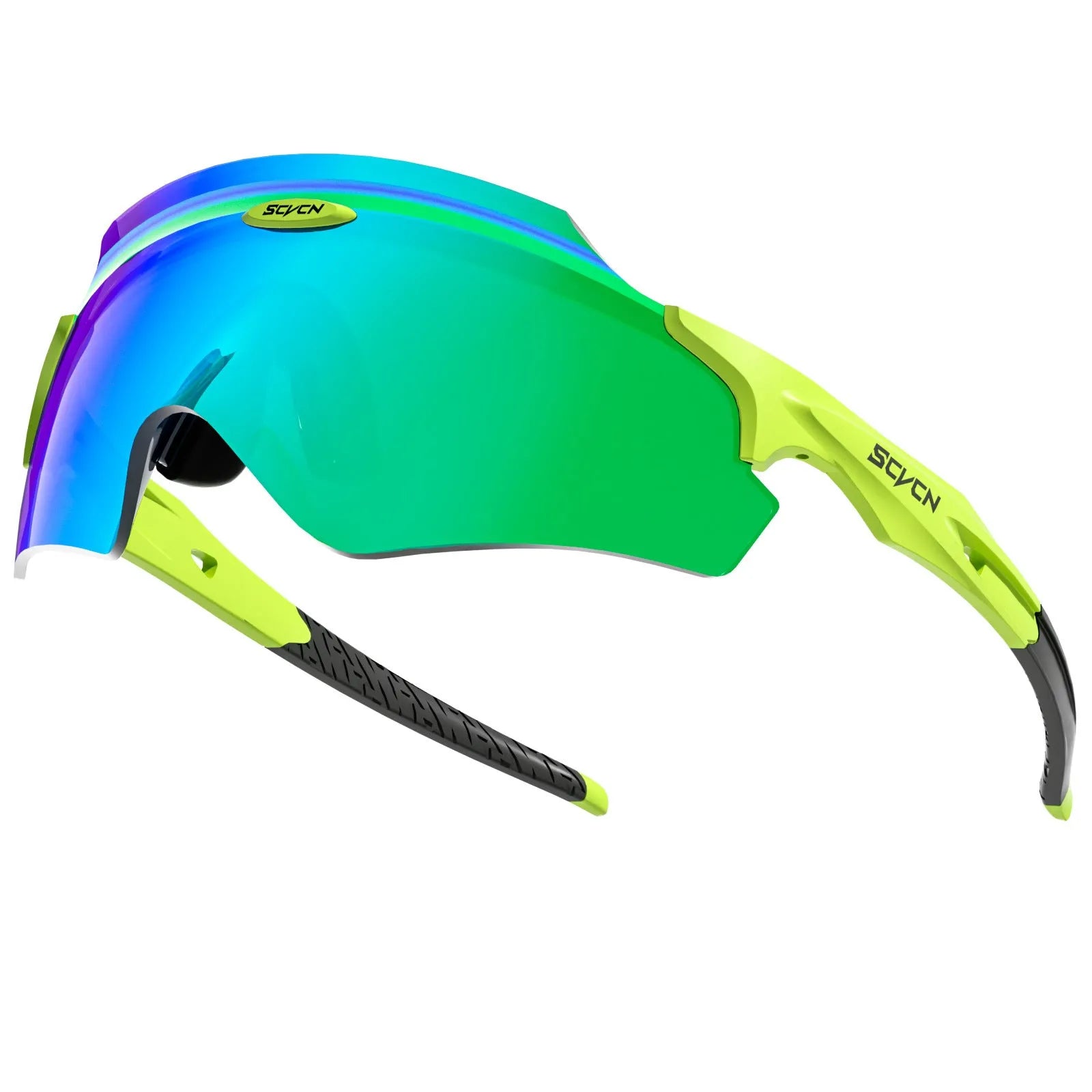 Athletic sports glasses with integrated colourful lens in frameless windproof design for cycling and running