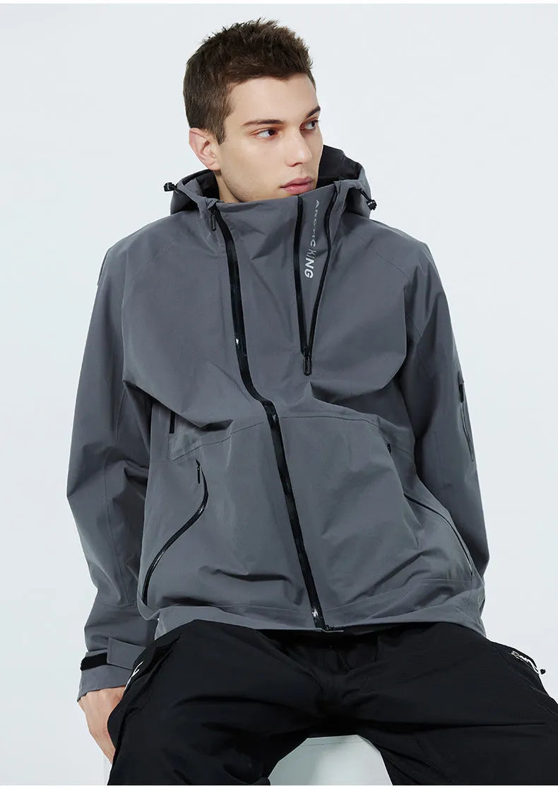 Thin windproof waterproof ski suit for men and women in yellow, black, grey or liner colour
