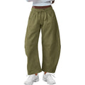 Loose cropped sweatpants with elastic drawstring waist and side pockets in apricot colour