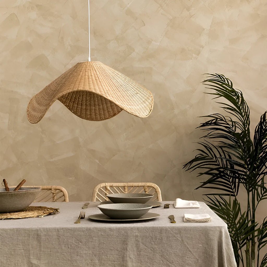 Handmade rattan chandelier with warm LED light, available in 60cm 80cm 100cm diameter