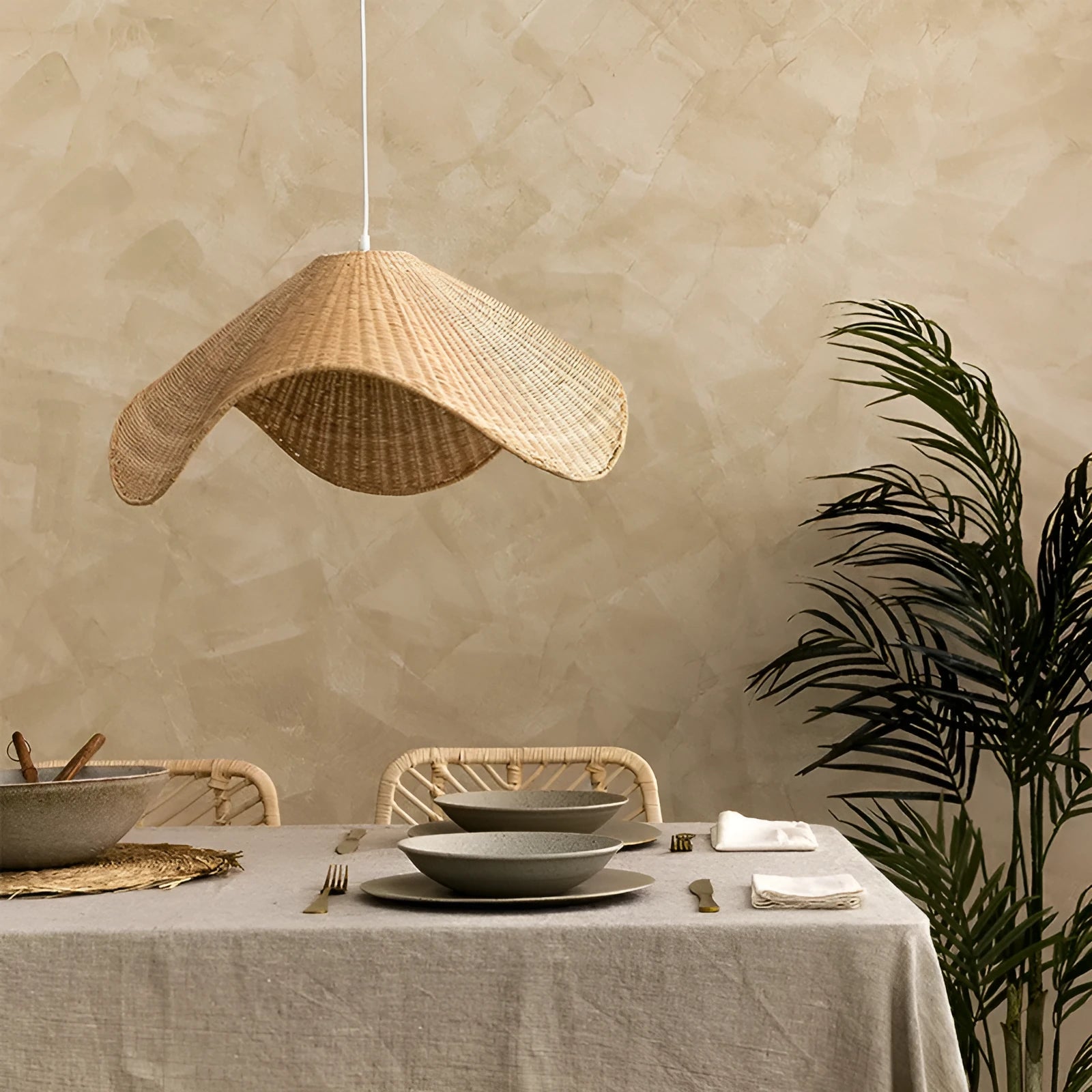Handmade rattan chandelier with warm LED light, available in 60cm 80cm 100cm diameter