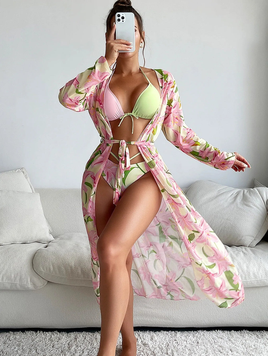 Women's printed quick-dry bikini swimwear in European and American sizes
