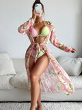 Women's printed quick-dry bikini swimwear in European and American sizes