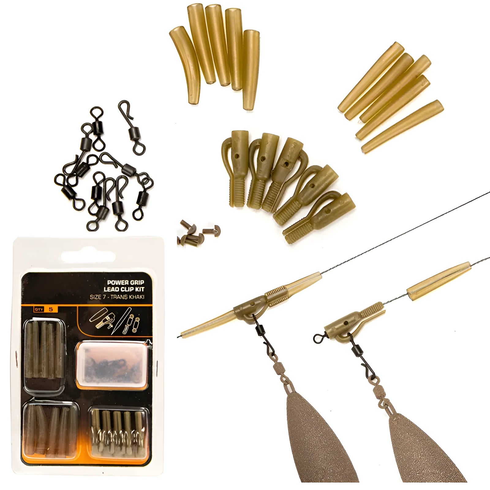 European carp fishing accessory set with 30 pieces including anti-winding pipes, threaded hoses, rotation fittings and screws
