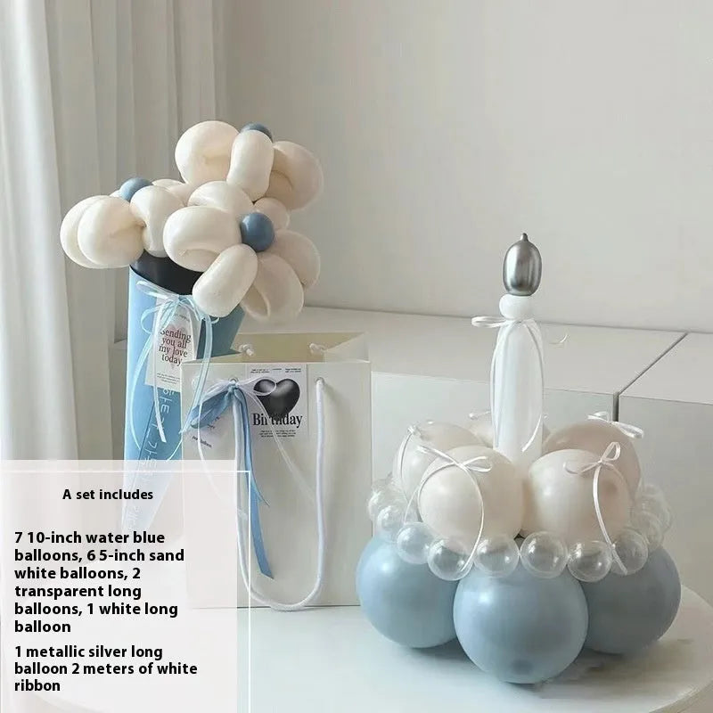 Finished balloon bouquet cake DIY decoration kit with round balloons for party centrepieces