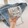 PU leather women's mini crossbody bag in horizontal square shape with internal phone pocket