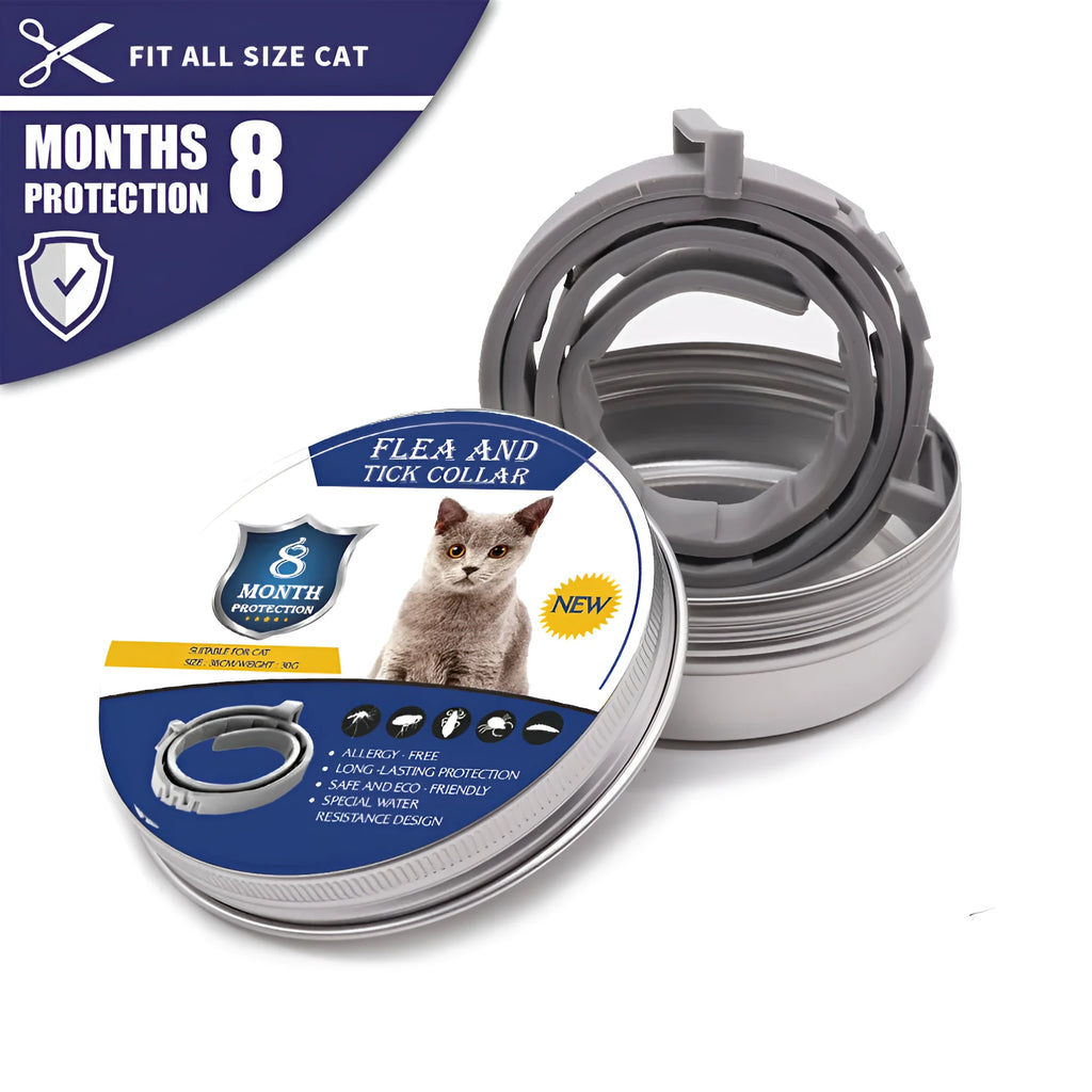 Pet anti-mosquito collar for cat or dog, adjustable waterproof insect repellent in TPR silicone, 65cm dog and 38cm cat sizes