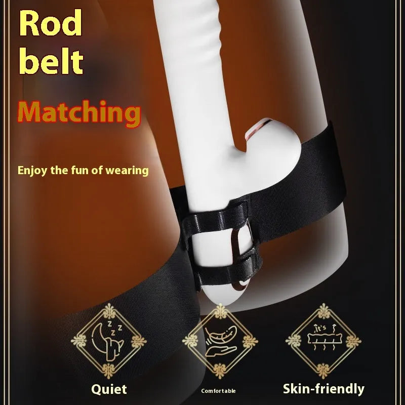 Black knitted sex toy strap for adult toy positioning and hands-free use