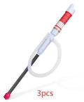 Blue manual hand siphon pump for transferring gasoline and oil.