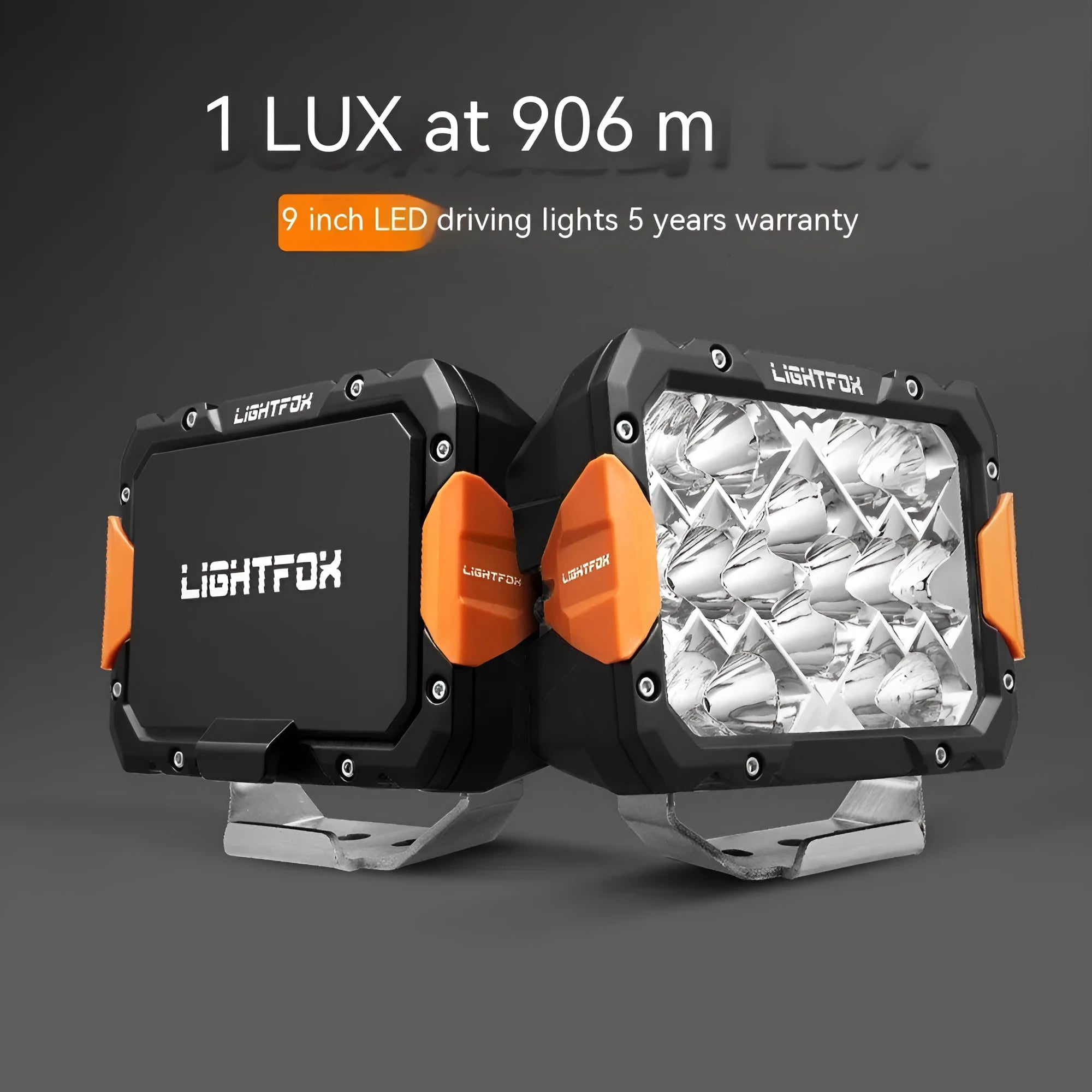 Black aluminium LED front bumper lights for off-road vehicle installation