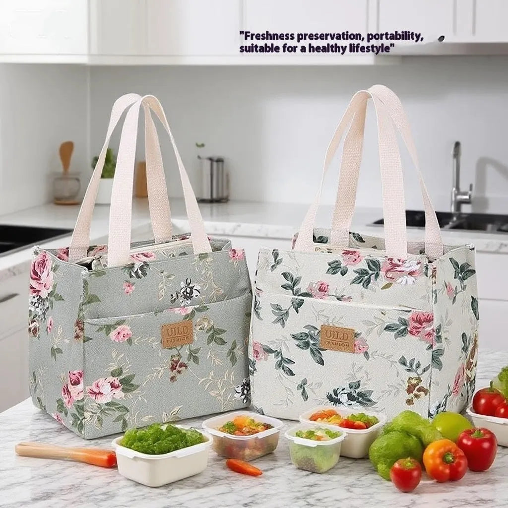 Women's square canvas handbag with aluminium frame in floral, cat and letter printed designs