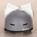 Plush fabric cartoon-themed cover set for an adult motorcycle helmet with a matching hat.