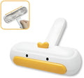 Yellow duck portable pet hair remover with plastic body and bristle brush for removing pet fur
