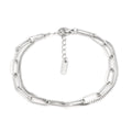 Double layer geometric stainless steel bracelet with linear elements in gold or silver electroplated finish