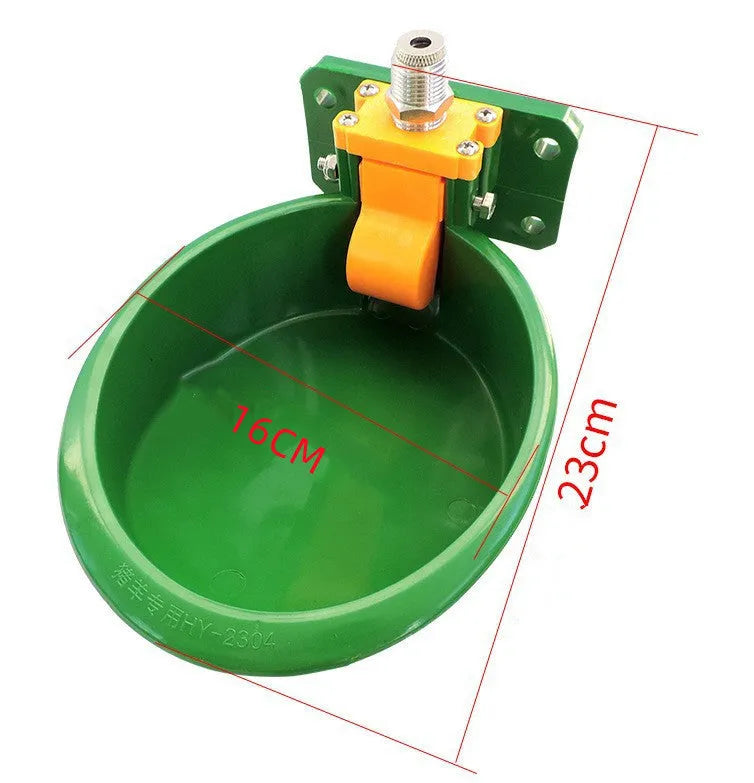 Green engineering plastic sheep drinking bowl with auto water nozzle for pig and sheep farm use