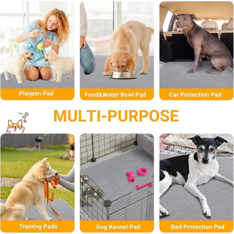 Pet Parents washable dog pee pad in grey with multi-layer fabric, triple stitch binding, and neutral colour for home use