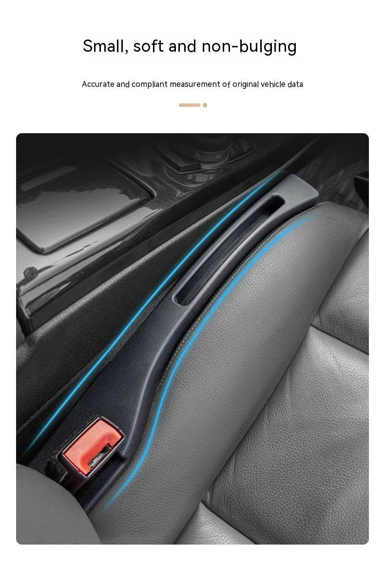 Black plastic car seat gap storage organiser with handle for phones and keys