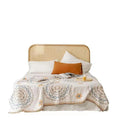 Simple geometric patterned cotton towel blanket laid flat, showing its modern design and texture.